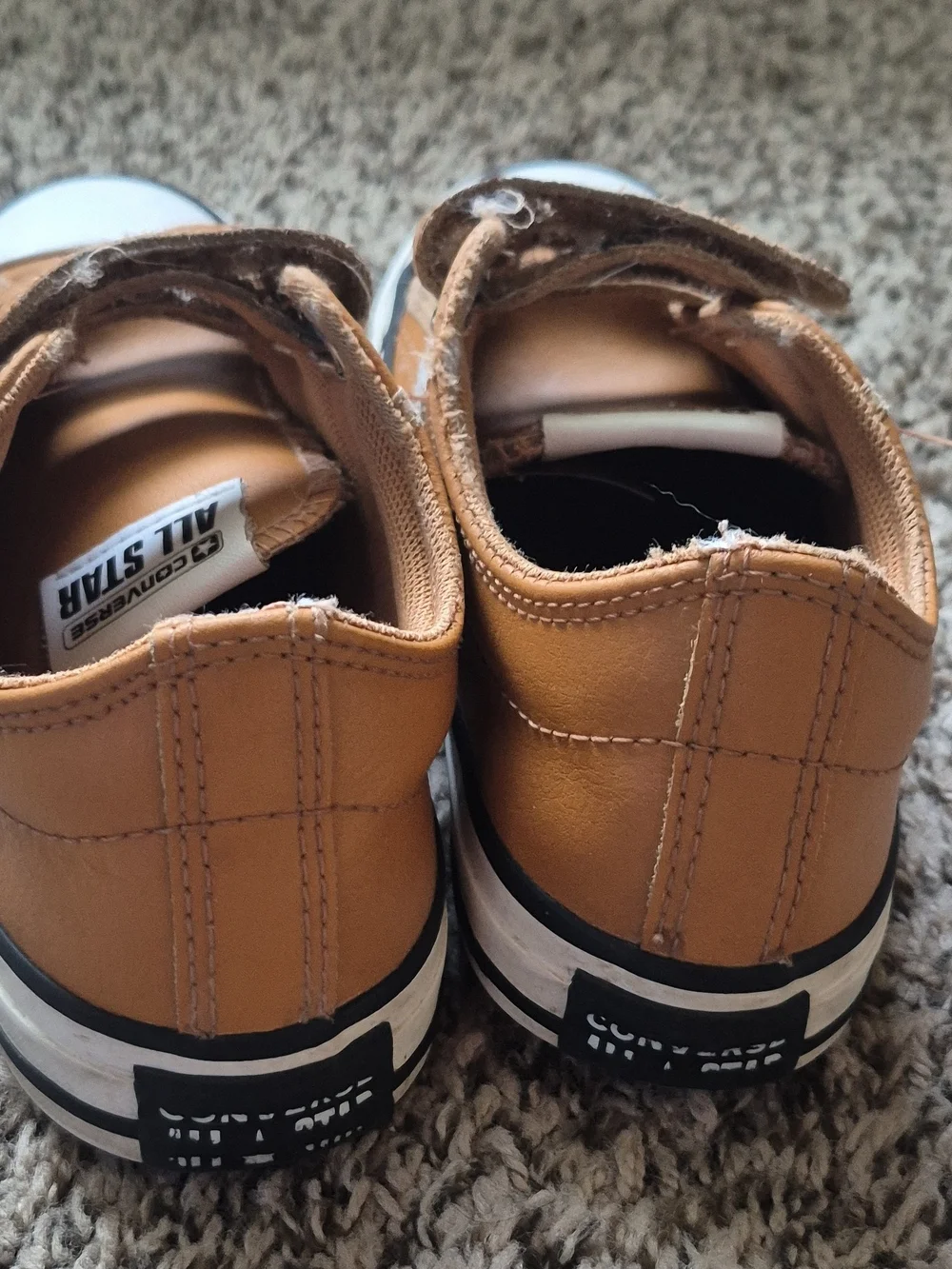 Converse Kids Low Top Velcro Sneakers in Tan